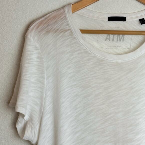 ATM Anthony Thomas Melillo White Slub Cotton Tee Shirt XL Lightweight Sheer Top - Picture 12 of 12